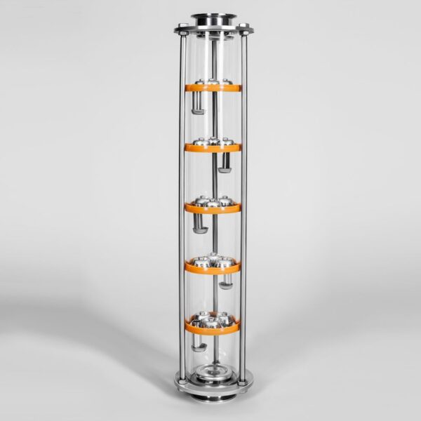 Колпачковая колонна 1,5" (стекло 90мм) 5 тарелок (нерж) по 4 колпачка
