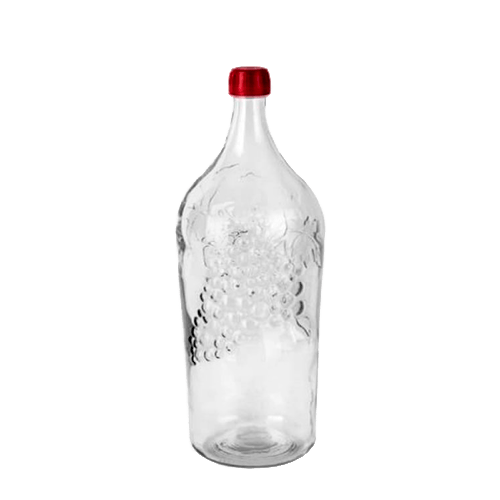 Бутыль из стекла с рисунком винограда 2 литра