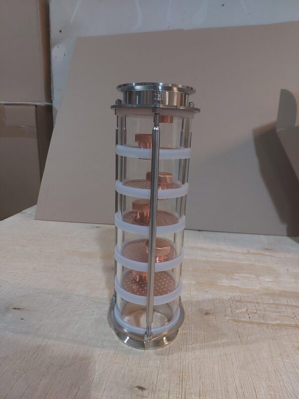 Тарельчатая колонна, царга стеклянная Домспирт 3" 6 медных тарелок
